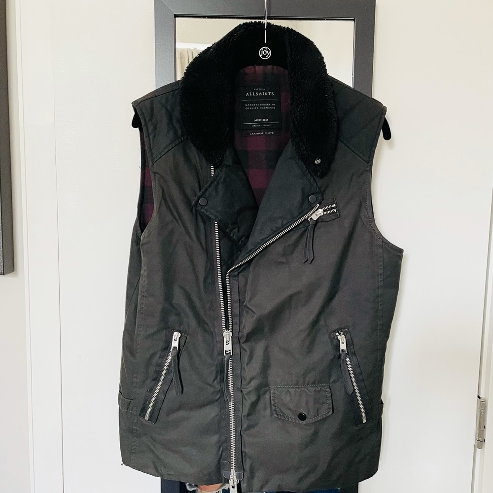 Allsaints Shearling Moto Vest